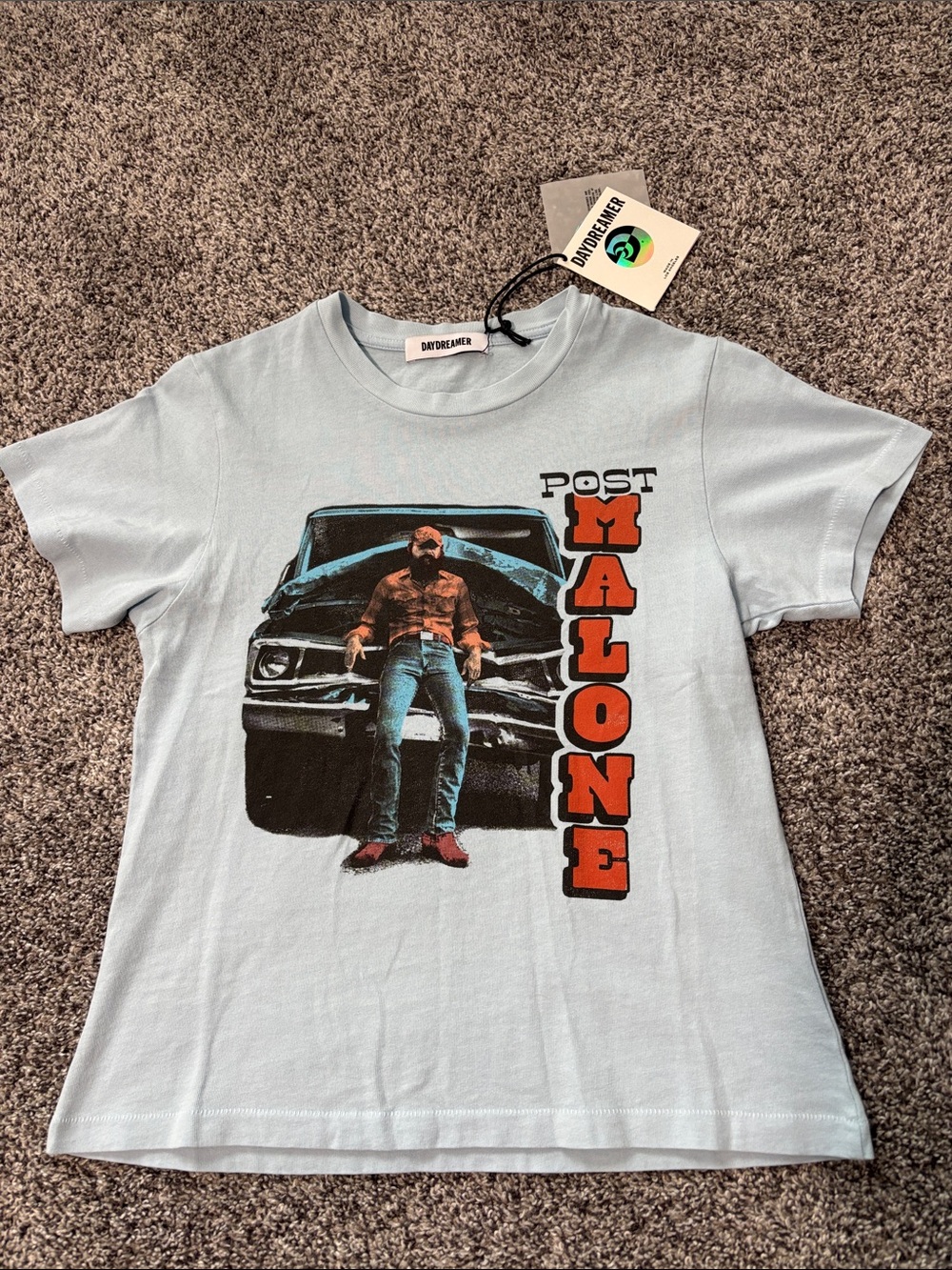 NWT Post Malone Daydreamer Post & Truck Light Blue Vintage Tee M - Picture 2 of 7